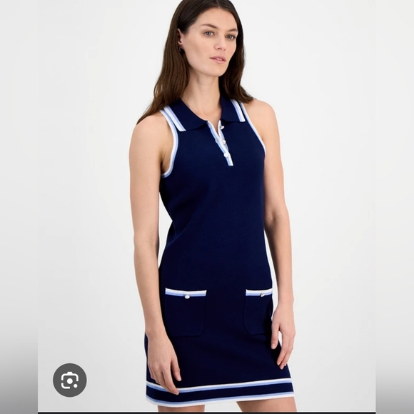 Freshman Navy Sleeveless Polo Dress with White Trim - Picture 1 of 6
